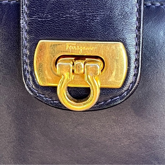 Ferragamo Purple Leather Wallet with Gold Clasp - Picture 5 of 7